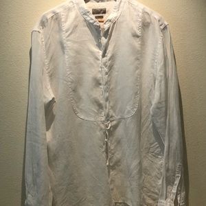 Los mens mandarin collar linen shirt